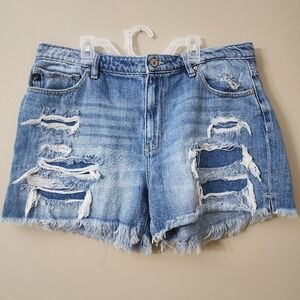Kancan denim jeans shorts size 15/31 distressed high rise